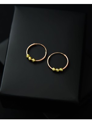 Papatya Silver 925 Ayar Gümüş Rose Halka Altın Kaplama Dorika Toplu Halka Küpe