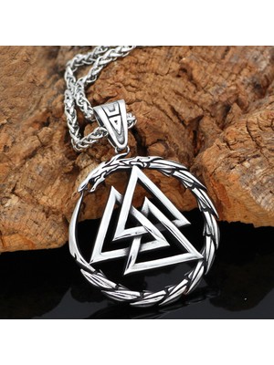 Viking Valknut Iskandinav Mitolojisi Ouroboros Nordik 316L Kolye