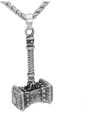 Viking Thor Savaş Çekici Hammer Mjollnir Odin Freki Iskandinav Nordik Tasarım 316L Çelik Kolye