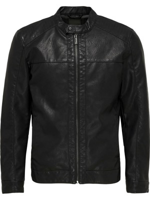 Only & Sons 22012339 Only & Sons Onsmıke Pu Racer Jacket Otw Erkek Deri Mont ve Ceket Black