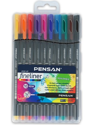 Pensan Fineliner 0.4 mm Ince Uçlu Keçe Kalem 10'lu Set + Boyanabilir Kalem Kutu Music