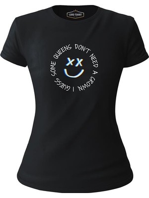 Lord T-Shirt Louis Tomlinson - Queens Don't Need Crown Siyah Bayan Tshirt