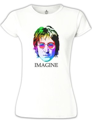 Lord T-Shirt John Lennon - Imagine Beyaz Bayan Tshirt