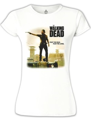 Lord T-Shirt The Walking Dead - Rick Beyaz Bayan Tshirt