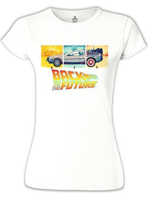 Lord T-Shirt Back To The Future 1955-1985-2015 Beyaz Bayan Tshirt