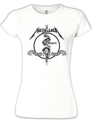 Lord T-Shirt Metallica - Death Magnetic Beyaz Bayan Tshirt