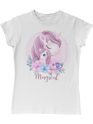 Lord T-Shirt Mamacorn Çiçek Anneler Günü Beyaz Bayan Tshirt