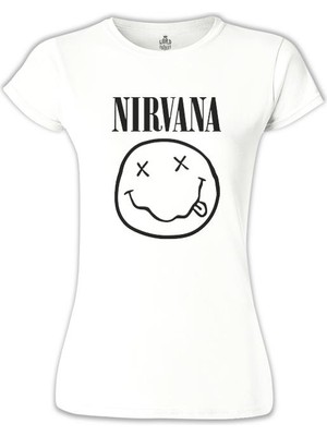 Lord T-Shirt Nirvana - Logo Beyaz Bayan Tshirt