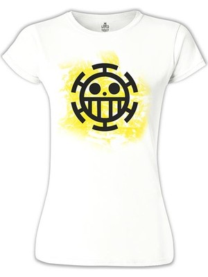 Lord T-Shirt One Piece - Trafalgar Law Logo Beyaz Bayan Tshirt