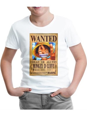 Lord T-Shirt One Piece - Monkey D. Luffy Beyaz Çocuk Tshirt