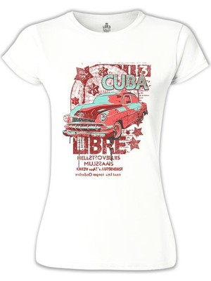 Lord T-Shirt Küba - Araba Beyaz Bayan Tshirt