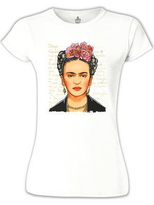 Lord T-Shirt Frida Kahlo 1 Beyaz Bayan Tshirt