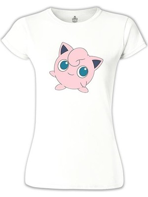 Lord T-Shirt Pokemon - Jigglypuff Beyaz Bayan Tshirt