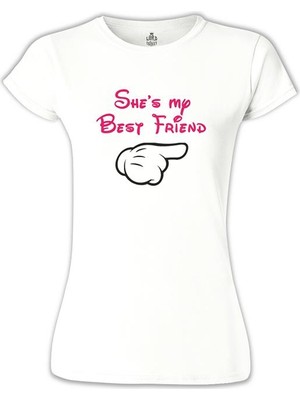 Lord T-Shirt She's My Best Friend 1 Beyaz Bayan Tshirt