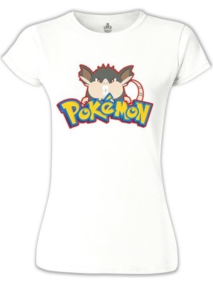 Lord T-Shirt Pokemon Go - Raticate Beyaz Bayan Tshirt