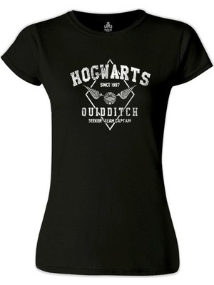 Lord T-Shirt Hogwards - Quidditch Siyah Bayan Tshirt