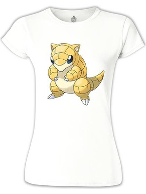 Lord T-Shirt Pokemon - Sandshrew Beyaz Bayan Tshirt