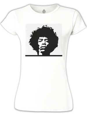 Lord T-Shirt Jimi Hendrix - Tab Beyaz Bayan Tshirt