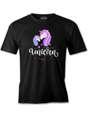 Lord T-Shirt Unicorn Anneler Günü Siyah Unisex Tshirt