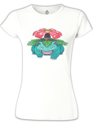 Lord T-Shirt Pokemon - Venusaur Beyaz Bayan Tshirt