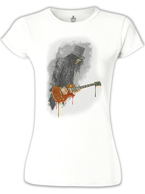 Lord T-Shirt Slash - Gitar Beyaz Bayan Tshirt