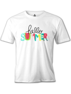 Lord T-Shirt Hello Summer - Watermelon Beyaz Erkek Tshirt