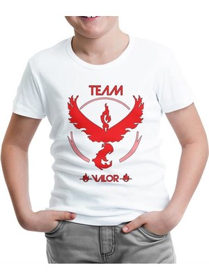Lord T-Shirt Pokemon Go - Team Valor Beyaz Çocuk Tshirt