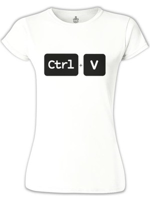 Lord T-Shirt Ctrl+V Beyaz Bayan Tshirt