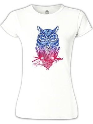 Lord T-Shirt Baykuş Beyaz Bayan Tshirt