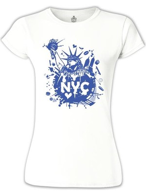 Lord T-Shirt New York - Özgürlük Anıtı Beyaz Bayan Tshirt