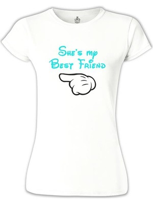 Lord T-Shirt She's My Best Friend 2 Beyaz Bayan Tshirt