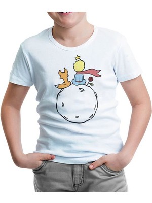 Lord T-Shirt Küçük Prens - Gül ve Tilki Beyaz Çocuk Tshirt