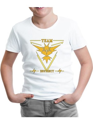 Lord T-Shirt Pokemon Go - Team Instinct Beyaz Çocuk Tshirt