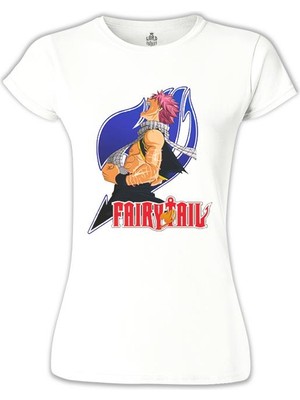 Lord T-Shirt Fairy Tail - Natsu Beyaz Bayan Tshirt