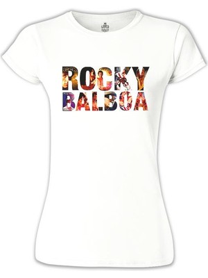 Lord T-Shirt Rocky Balboa - Sylvester Stallone Beyaz Bayan Tshirt