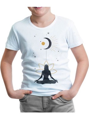 Lord T-Shirt Yoga - Rising To The Moon Beyaz Çocuk Tshirt