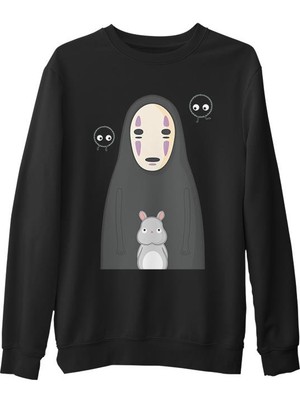 Lord T-Shirt Sprited Away - Kaonashi Siyah Erkek Kalın Sweatshirt