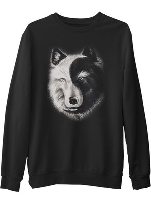 Lord T-Shirt Kurt - Yin Yang Siyah Erkek Kalın Sweatshirt