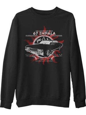 Lord T-Shirt Supernatural - 67 Impala  Siyah Erkek Kalın Sweatshirt
