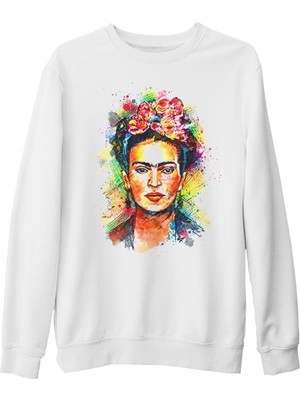 Lord T-Shirt Frida Kahlo 2 Beyaz Kalın Sweatshirt