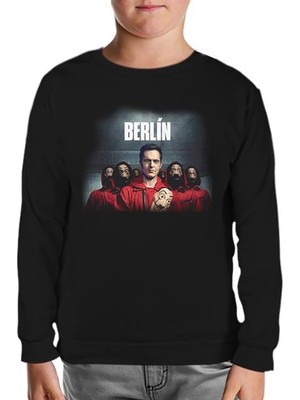 Lord T-Shirt La Casa De Papel - Berlin Red Siyah Çocuk Sweatshirt