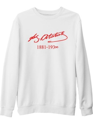 Lord T-Shirt Atatürk - Sonsuz Beyaz Kalın Sweatshirt