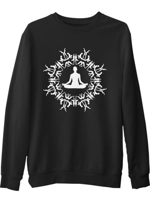 Lord T-Shirt Yoga - Çakra Siyah Erkek Kalın Sweatshirt