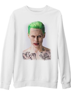 Lord T-Shirt Suicide Squad - Joker Damaged Beyaz Kalın Sweatshirt