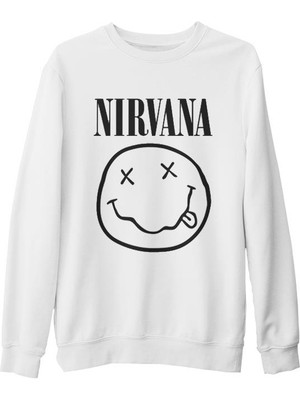 Lord T-Shirt Nirvana - Logo Beyaz Kalın Sweatshirt