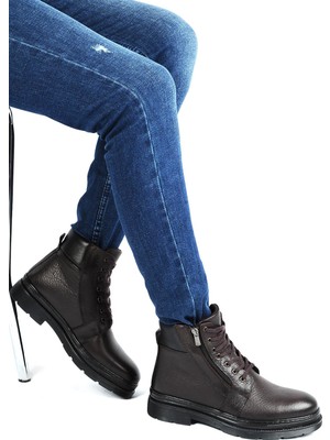 Bulldozer 220235 Kahve %100 Deri Erkek Kışlık Bot Ayakkabı