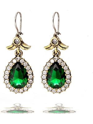Beyisa Çağrı Gümüş Yeşil Yeşim Zümrüt Taşlı Gümüş Damla Model  Küpe Hürrem Didar  Sultan Küpeleri