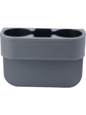 Techmaster Araç Için Koltuk Yanı Arası Deri Bardak Bardaklık Tutucu Gri