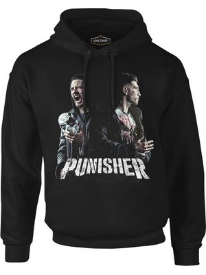 Lord T-Shirt Punisher - Fight Siyah Erkek Fermuarsız Kapşonlu