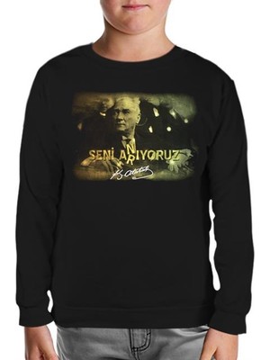 Lord T-Shirt Atatürk Siyah Çocuk Sweatshirt